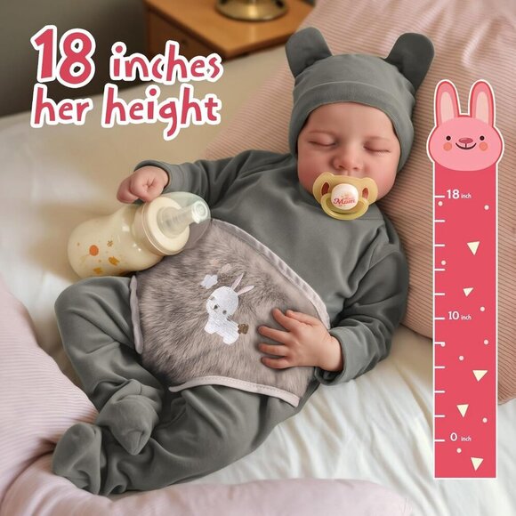 🆕 Jizhi Reborn Baby Dolls Grey Soft Body Vinyl Real Life Accessories Kids Toy - Picture 8 of 9